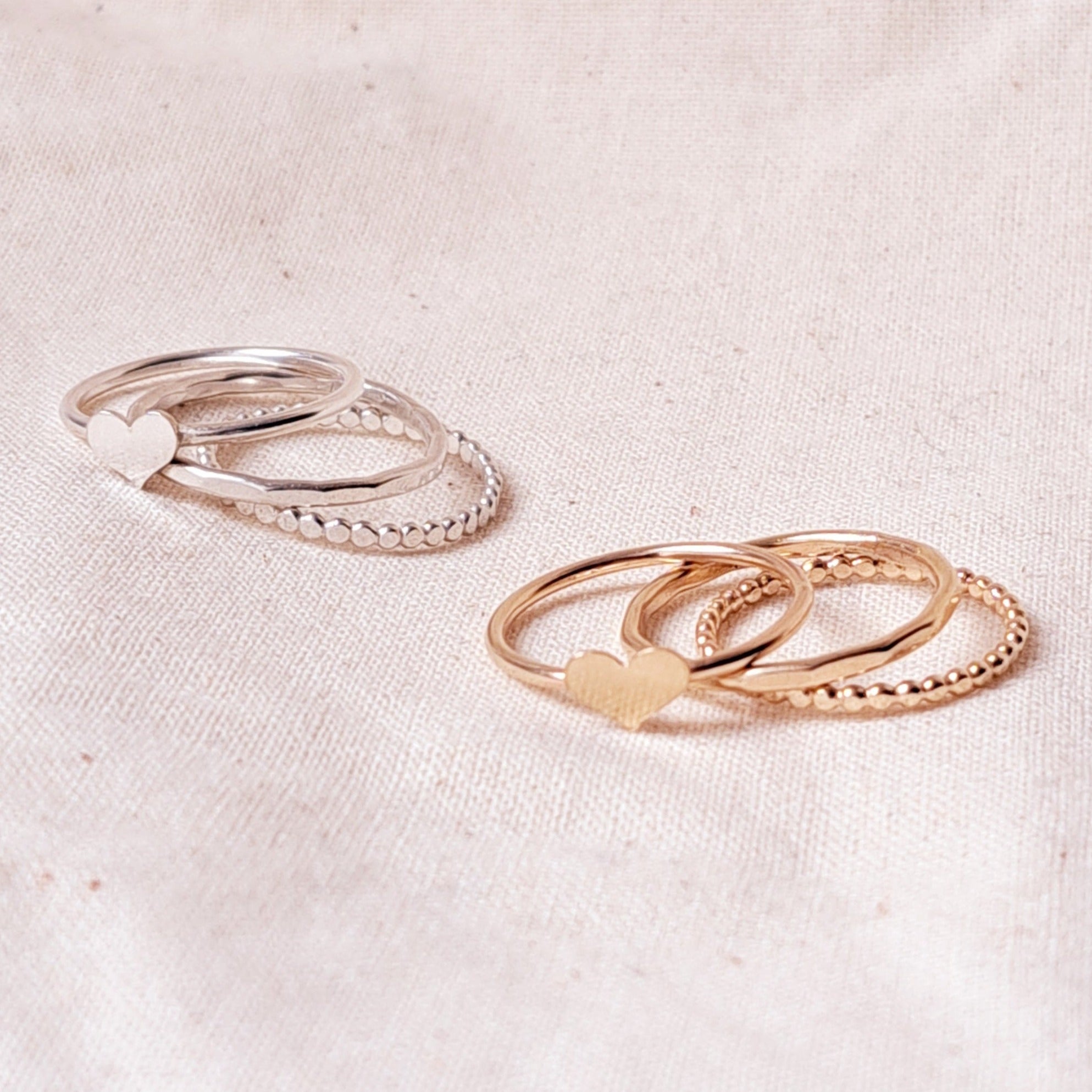 Devotion Ring Stack layered heart trio