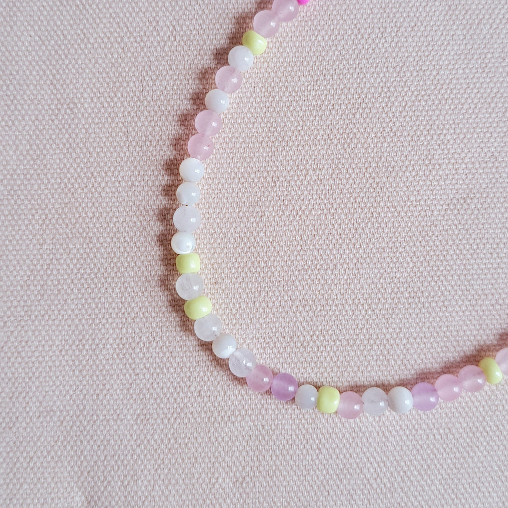SSF - Pink Jade & Neon Necklace