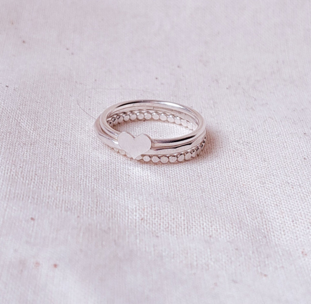 Devotion Ring Stack layered heart trio