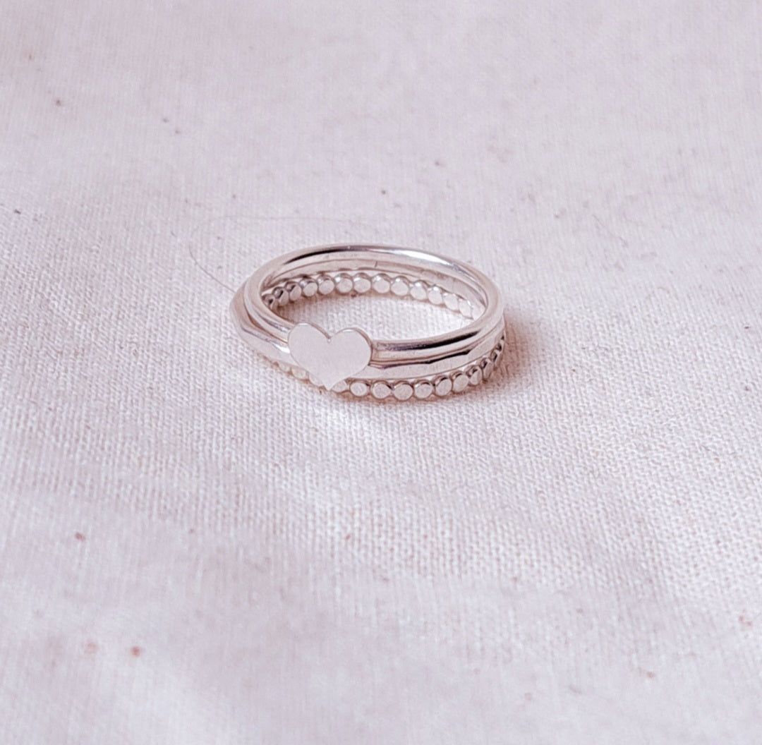 Devotion Ring Stack layered heart trio
