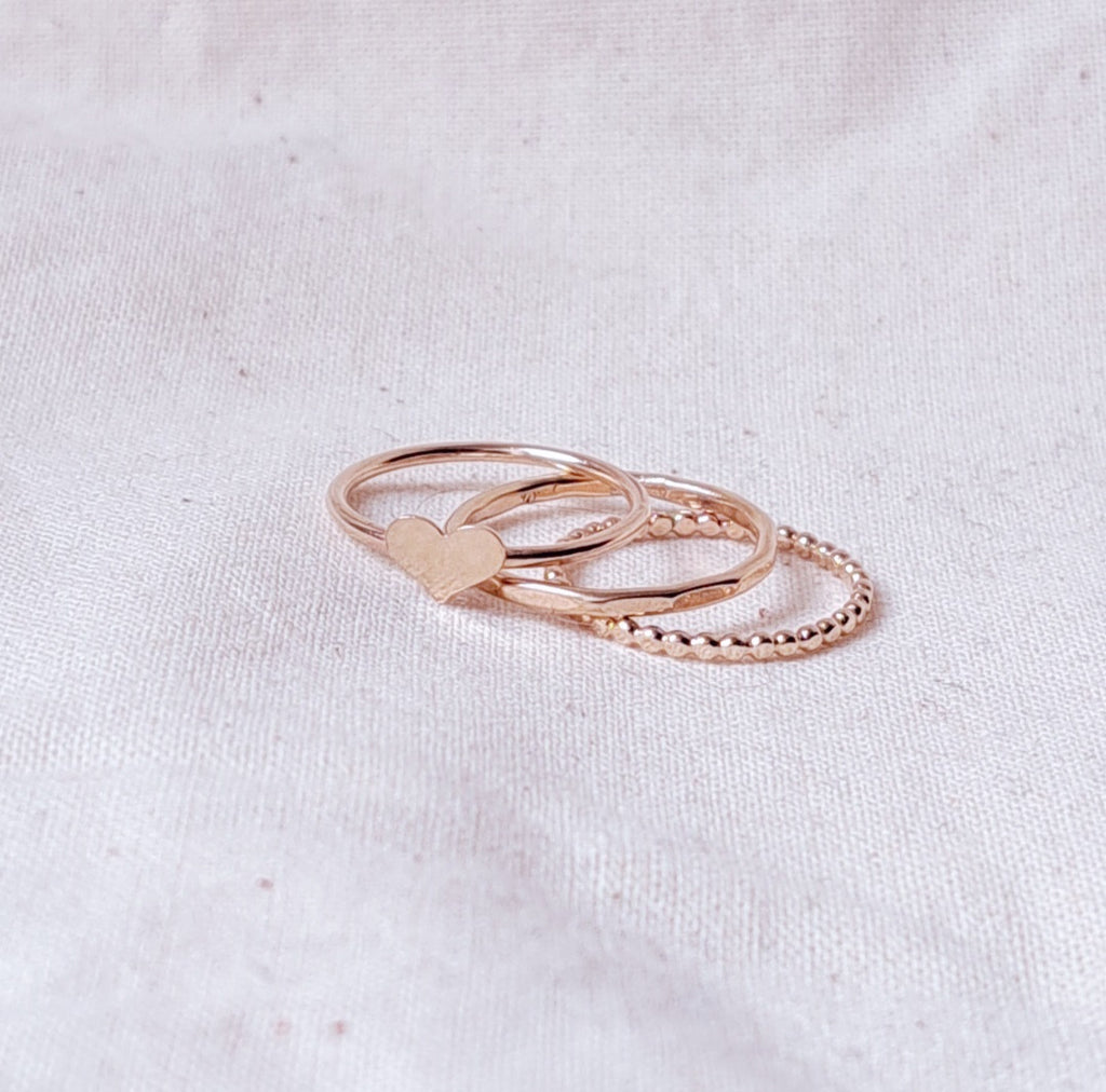 Devotion Ring Stack layered heart trio